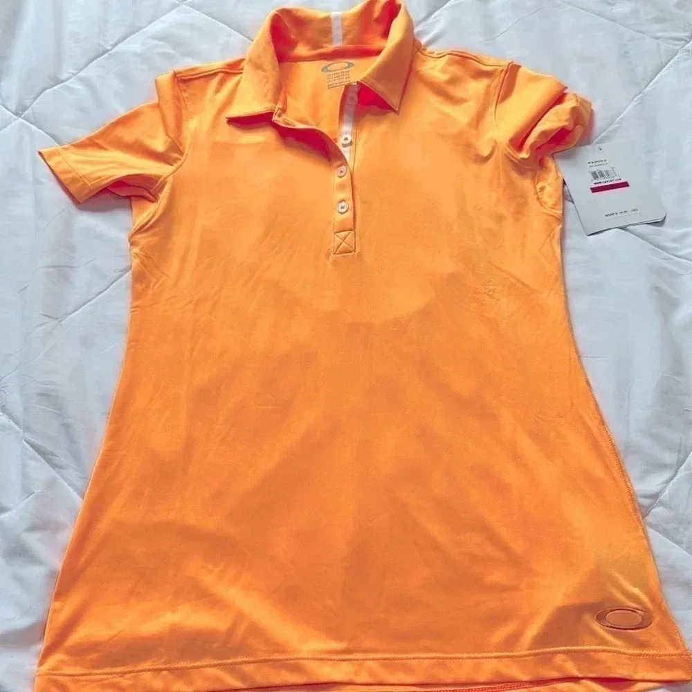 Oakley Short Sleeve Solana Polo Shirt in Orange Pop style 532053 XS NEW